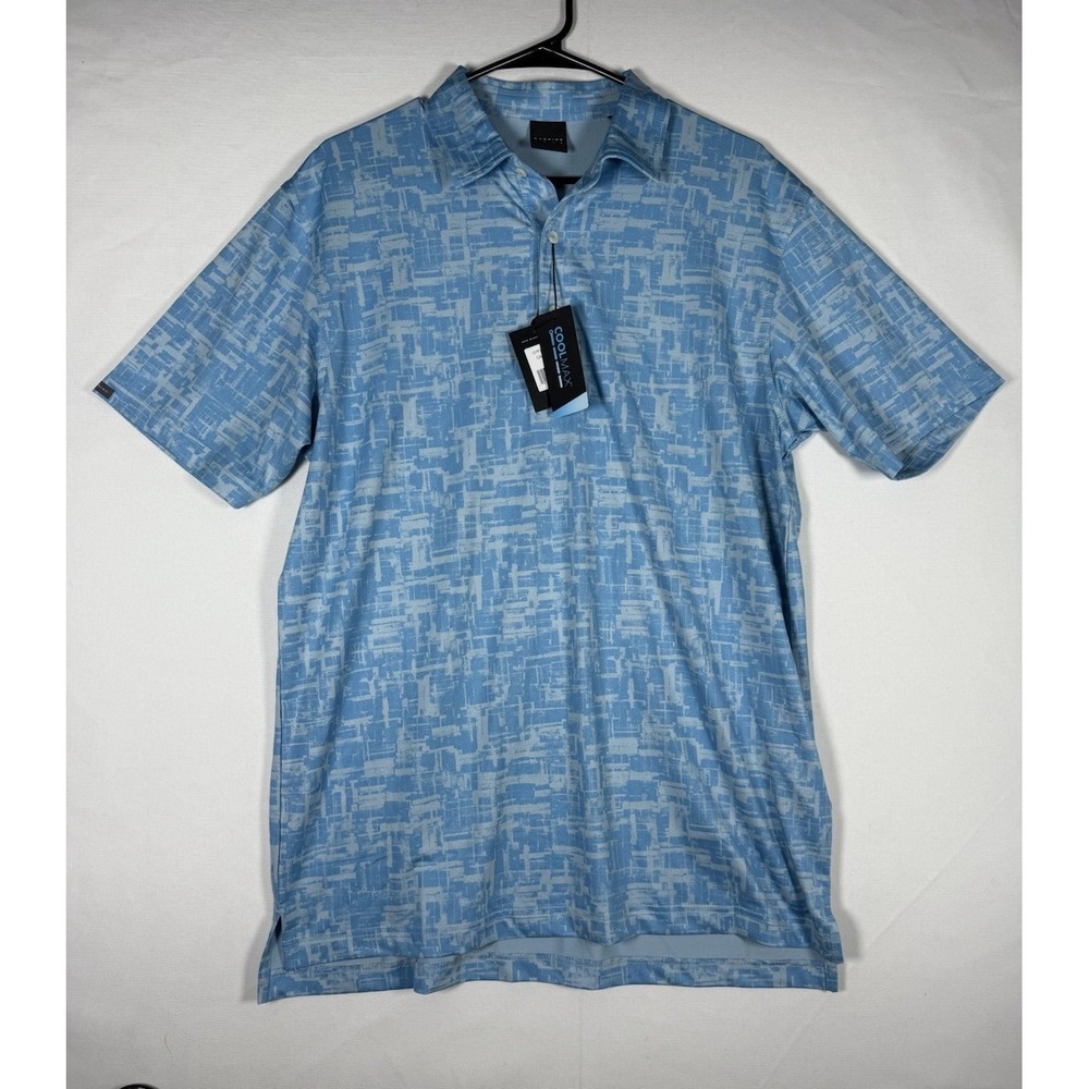 Dunning Polo Golf Shirt Mens Medium Blue Performance CoolMax Preppy NWT Cayman